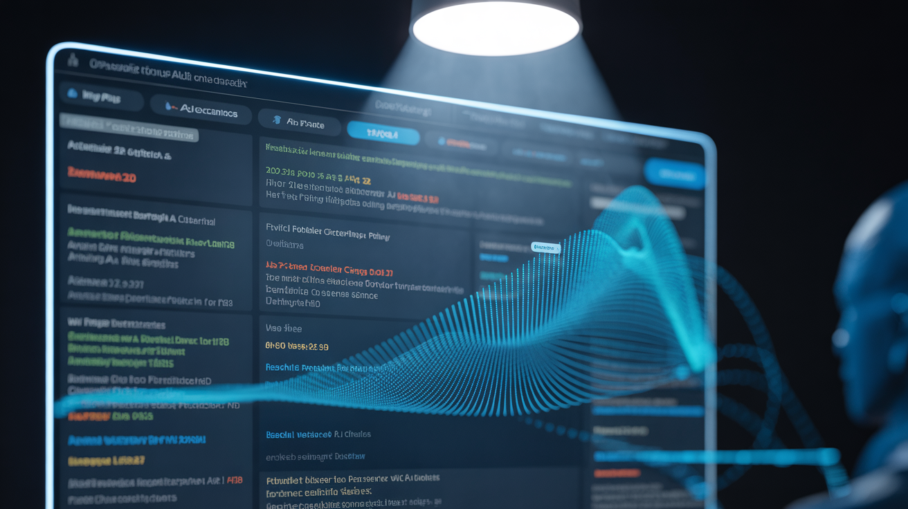 Digital content screen with semantic density patterns for AI citations.