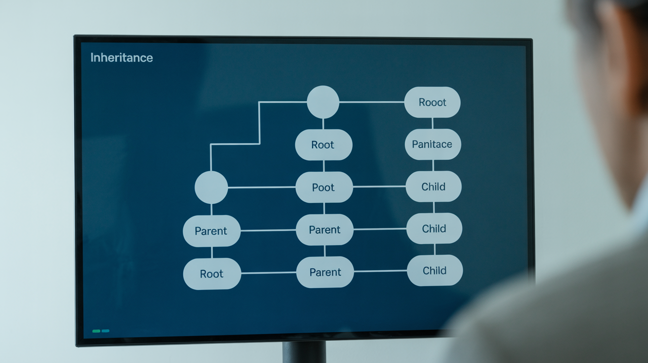 Diagram of entity inheritance chains with labeled nodes.