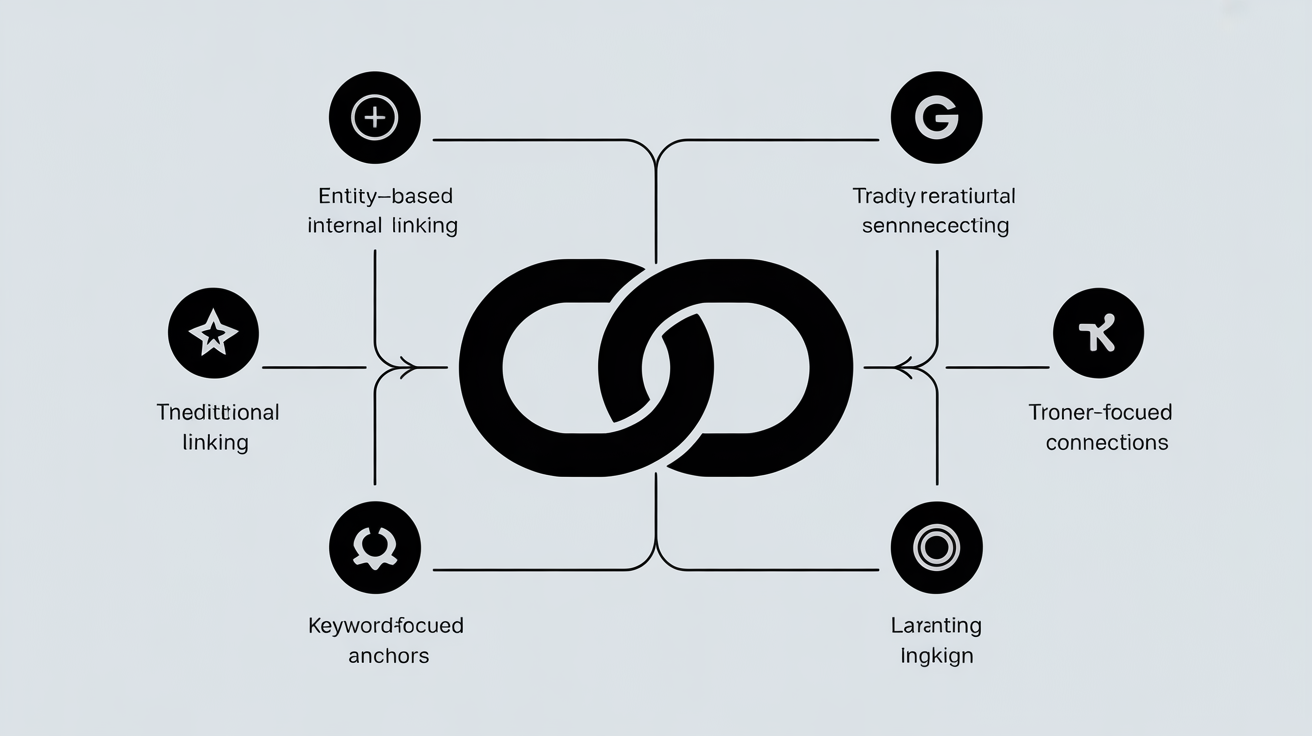 Diagram of entity-based internal linking with semantic connections.
