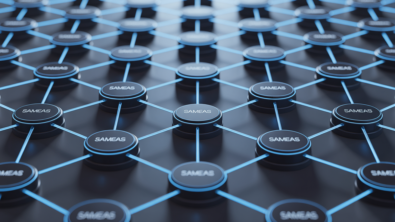 Web-linked entities with 'sameAs' URIs highlighting connections.